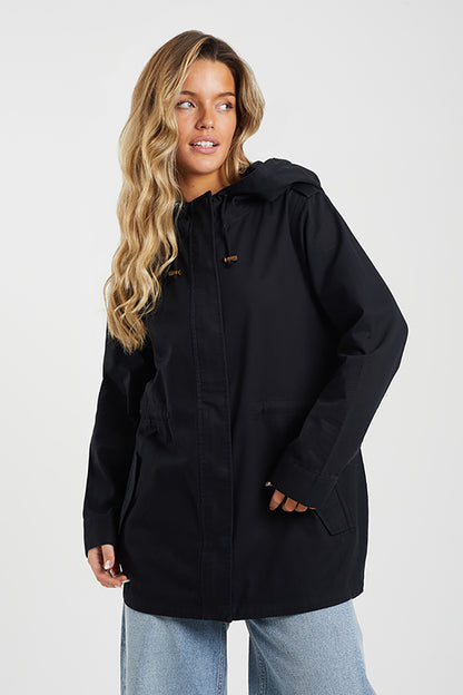 Brave Soul Black Cotton Twill Unlined Parka Jacket - Black Image 1