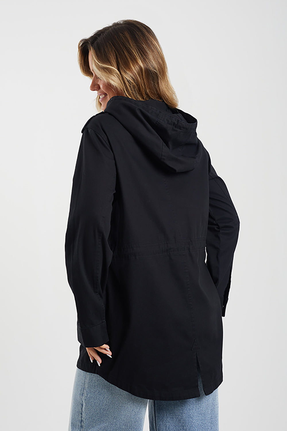 Brave Soul Black Cotton Twill Unlined Parka Jacket - Black Image 2