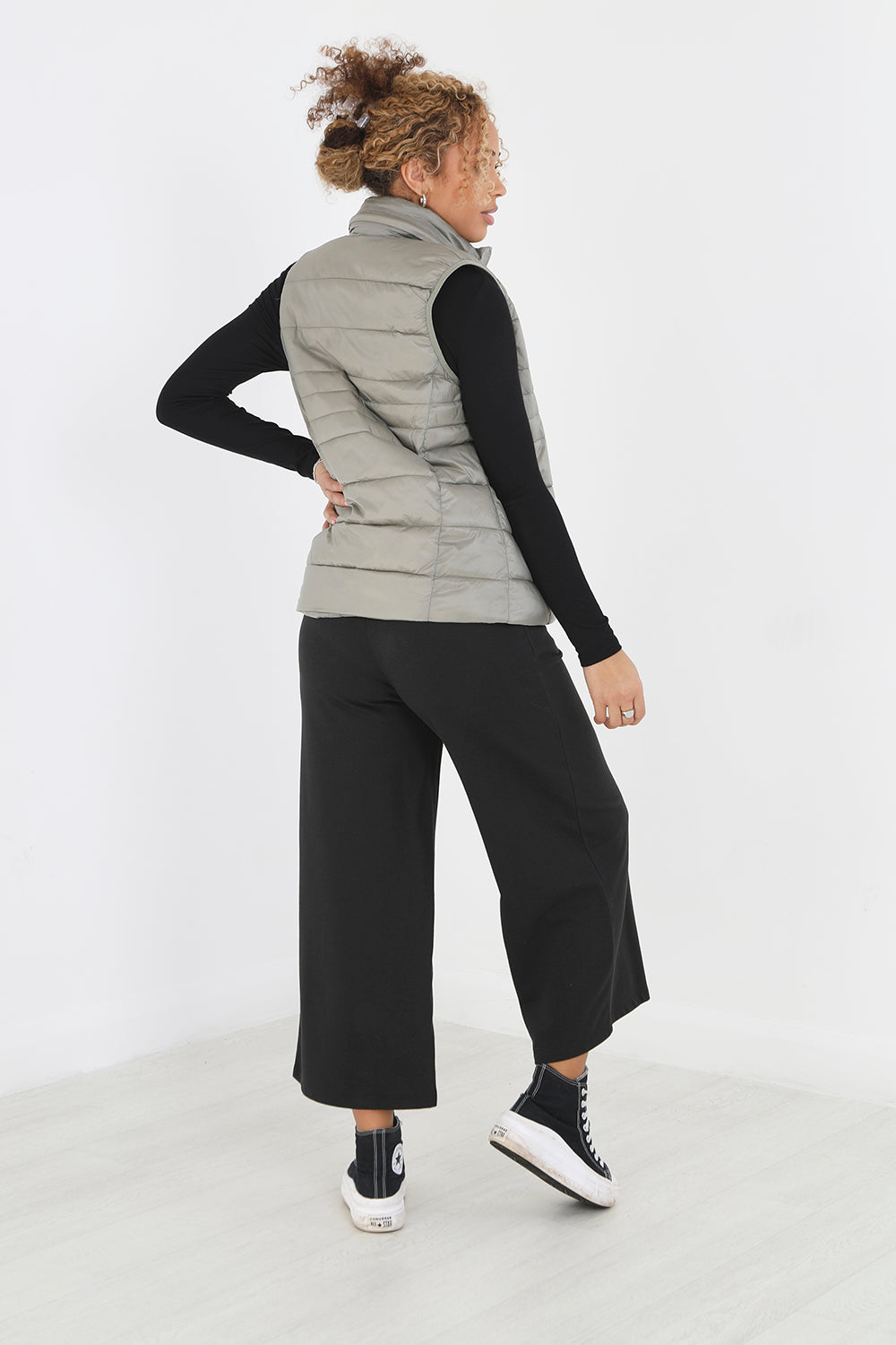 Brave Soul Pale Green Funnel Neck High Shine Gilet - Pale Green Image 2