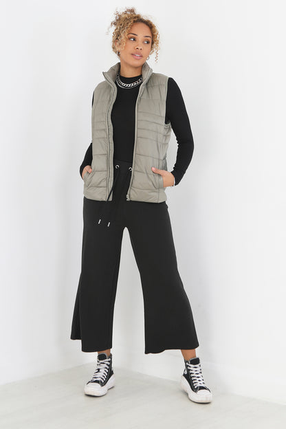 Brave Soul Pale Green Funnel Neck High Shine Gilet - Pale Green Image 3