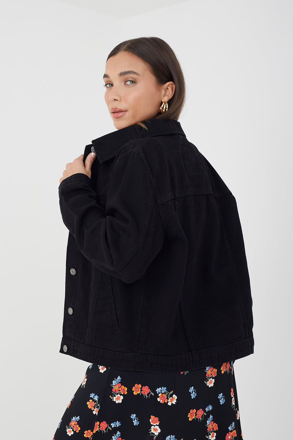 Brave Soul Black Western Style Denim Jacket - Black Image 2