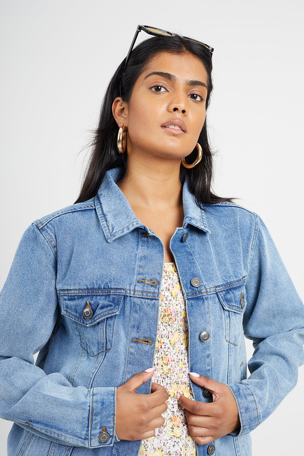 Brave Soul Mid Blue Western Style Denim Jacket - Mid Blue Image 4