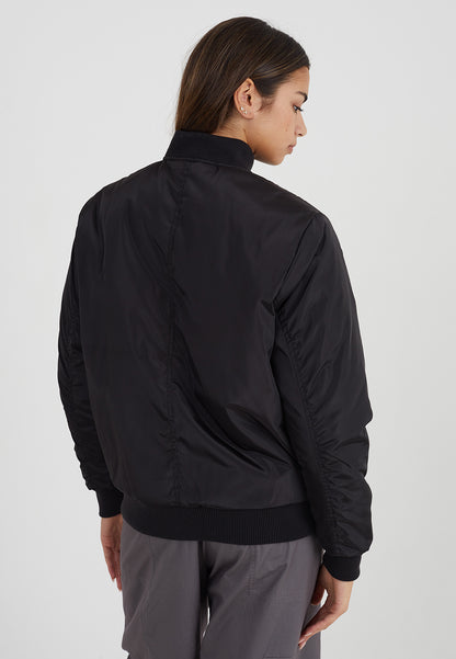 Brave Soul Black Ruched Sleeve Oversized Bomber Jacket - Black Image 2