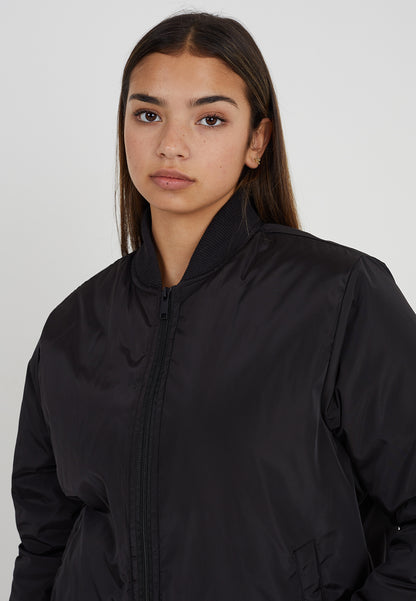 Brave Soul Black Ruched Sleeve Oversized Bomber Jacket - Black Image 4