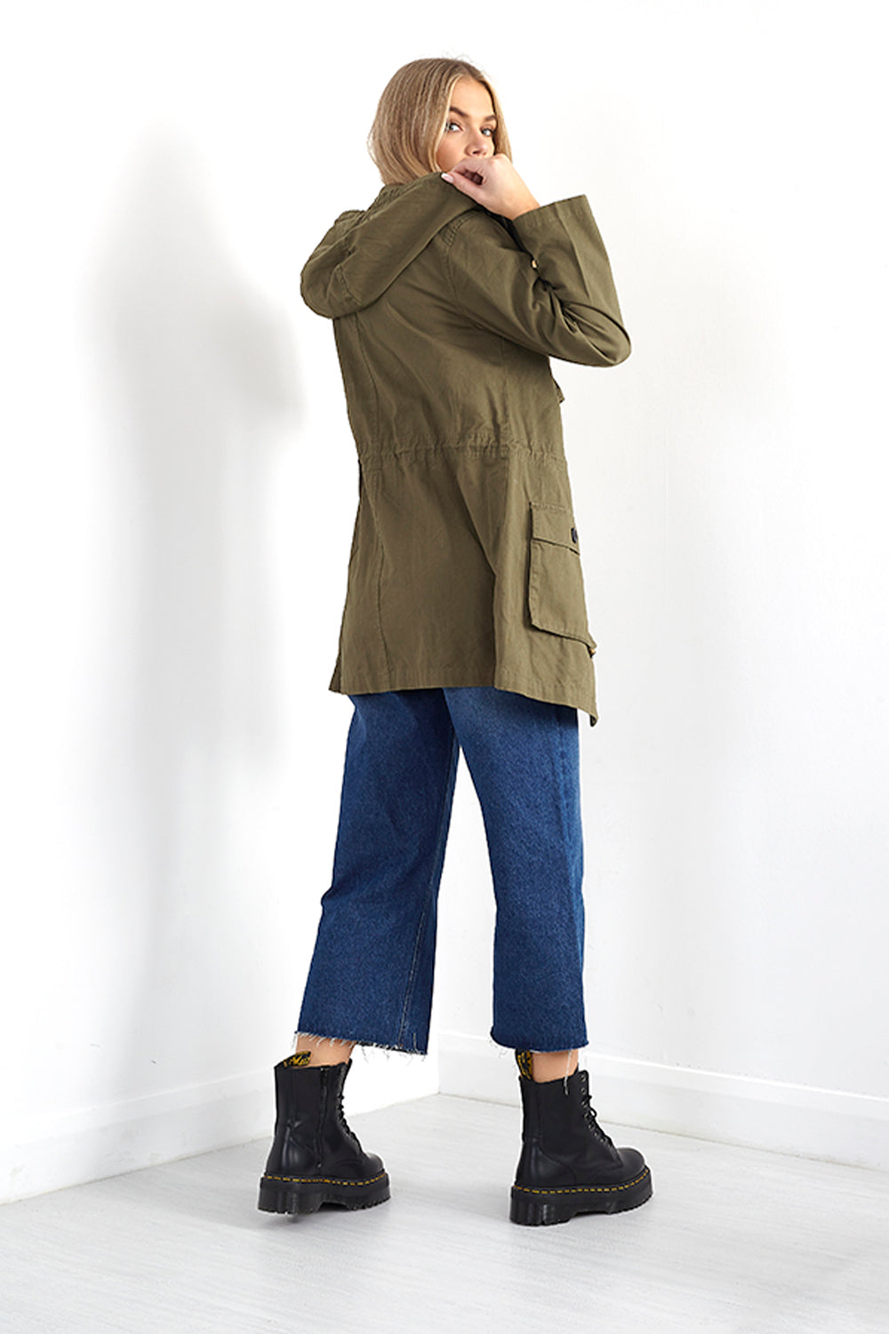 Brave Soul Khaki Utility-Style Hooded Parka Jacket - Khaki Image 2