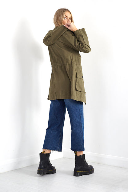 Brave Soul Khaki Utility-Style Hooded Parka Jacket - Khaki Image 2