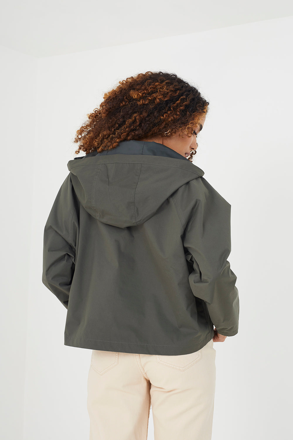 Brave Soul Khaki Cropped Raglan Sleeve Jacket With Hood - Khaki Image 2