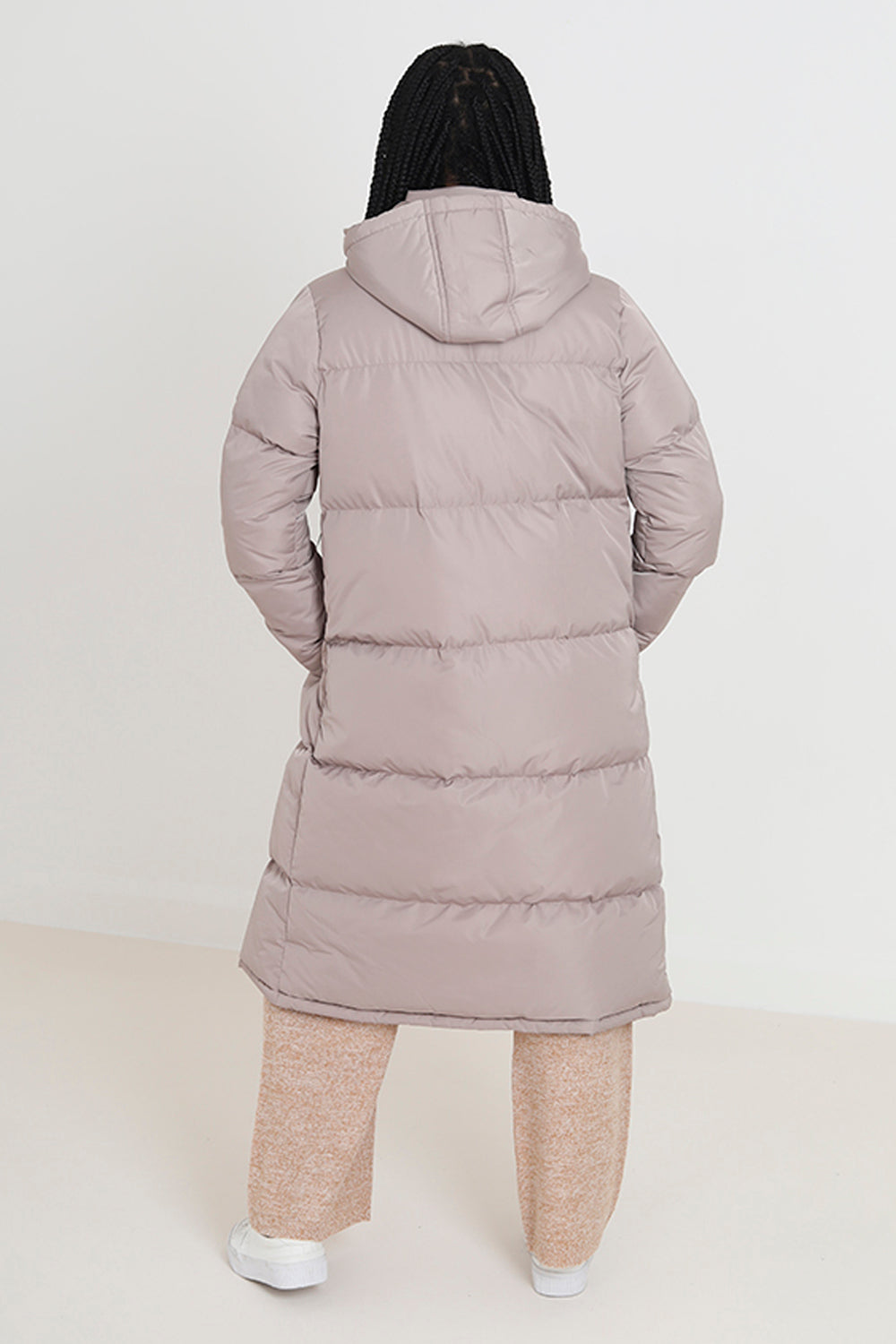 Brave Soul Stone Maxi Length Padded Jacket With Fixed Hood - Stone Image 2