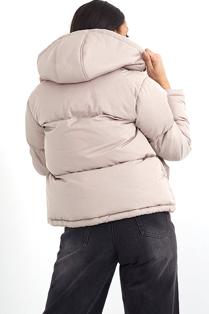 Brave Soul Stone Padded Short Hooded Jacket - Stone Image 2