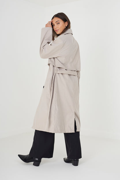 Brave Soul Stone Double Breasted Detachable Trench Coat - Stone Image 2