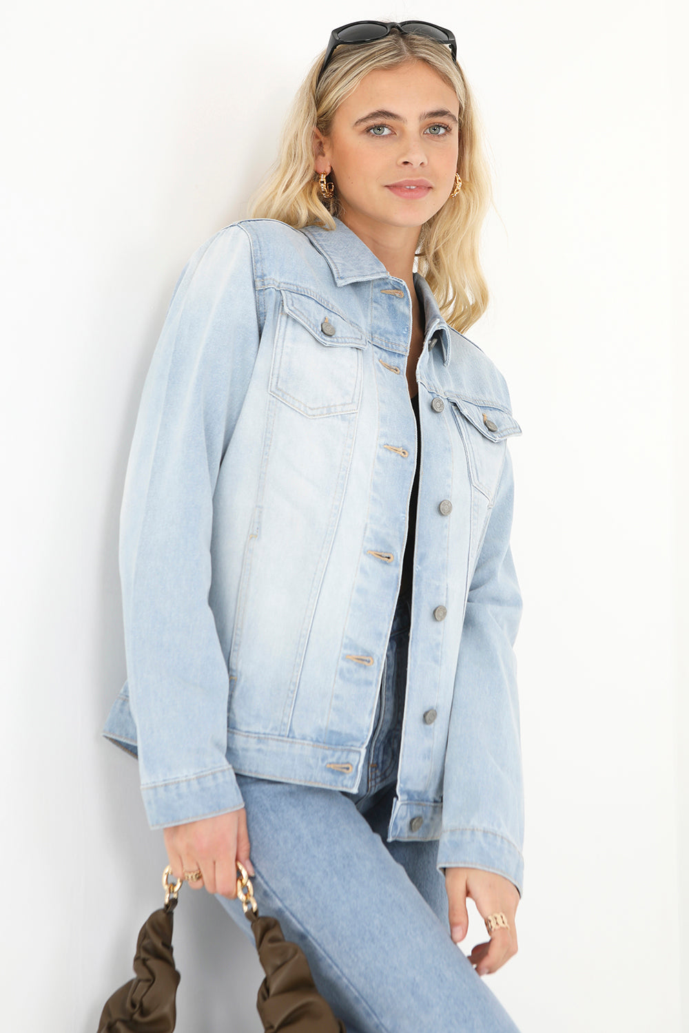 Brave Soul Light Blue Oversized Denim Jacket - Light Blue Image 1
