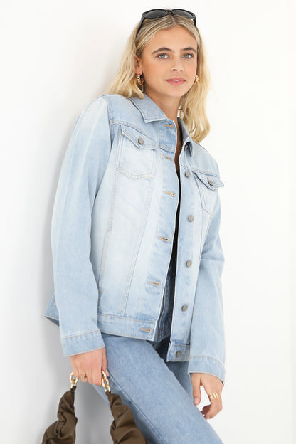 Brave Soul Light Blue Oversized Denim Jacket - Light Blue Image 1