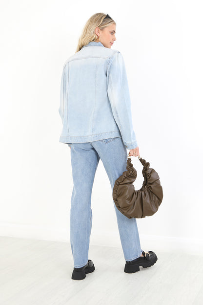 Brave Soul Light Blue Oversized Denim Jacket - Light Blue Image 2