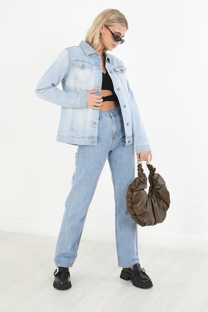 Brave Soul Light Blue Oversized Denim Jacket - Light Blue Image 3