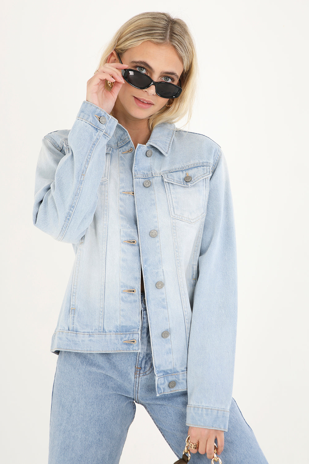Brave Soul Light Blue Oversized Denim Jacket - Light Blue Image 4