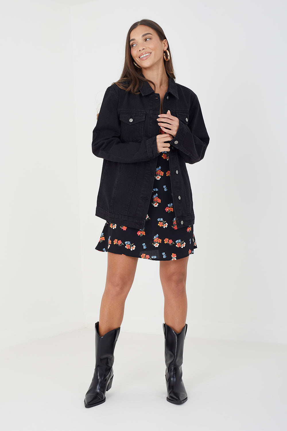 Brave Soul Black Oversized Denim Jacket - Black Image 3