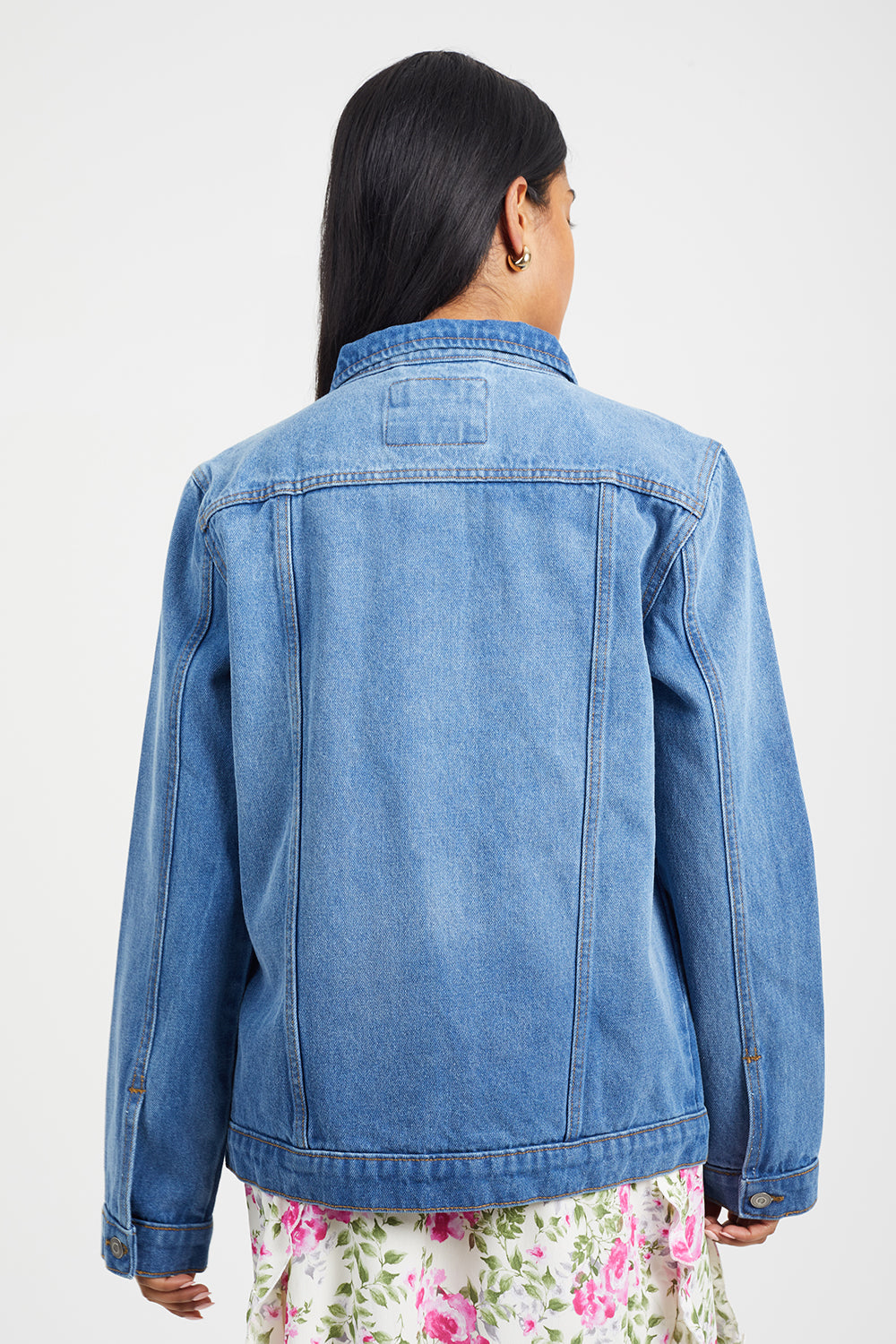 Brave Soul Mid Blue Oversized Denim Jacket - Mid Blue Image 2