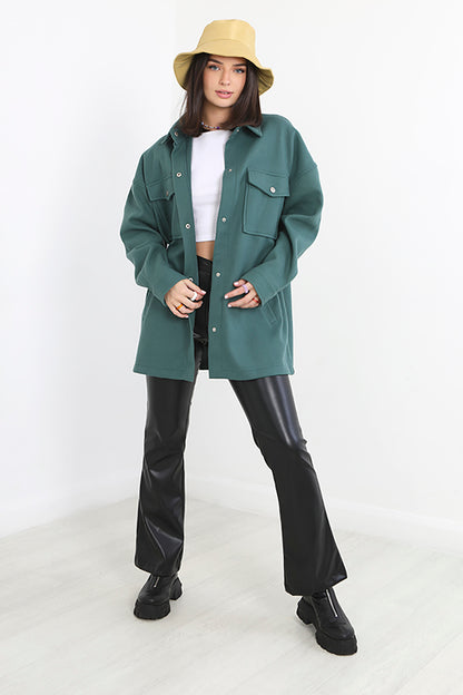 Brave Soul Mint Faux Wool Shacket  - Mint Image 1