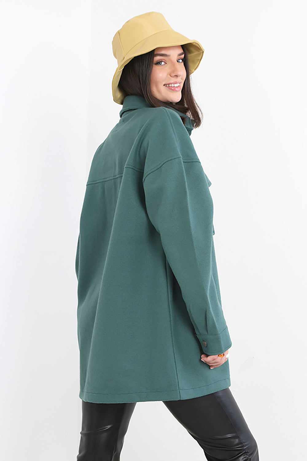 Brave Soul Mint Faux Wool Shacket  - Mint Image 2