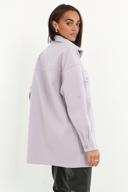 Brave Soul Lilac Faux Wool Shacket  - Lilac Image 2
