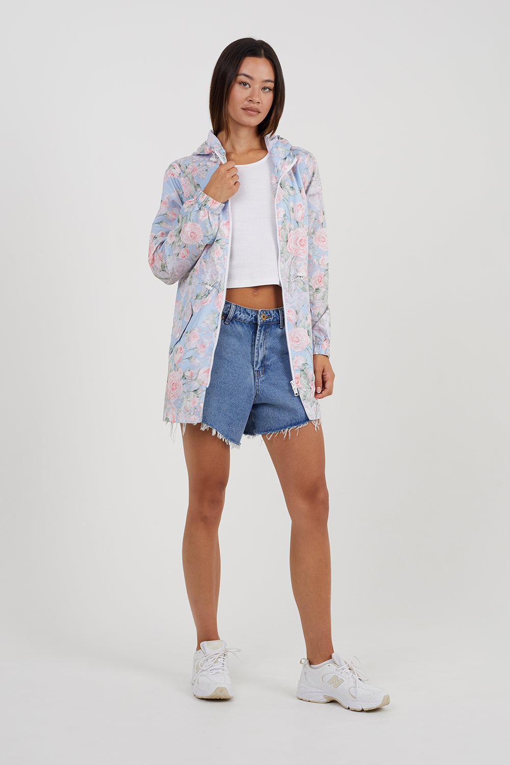 Brave Soul Blue Lightweight Showerproof Hooded Mac - Blue Image 4