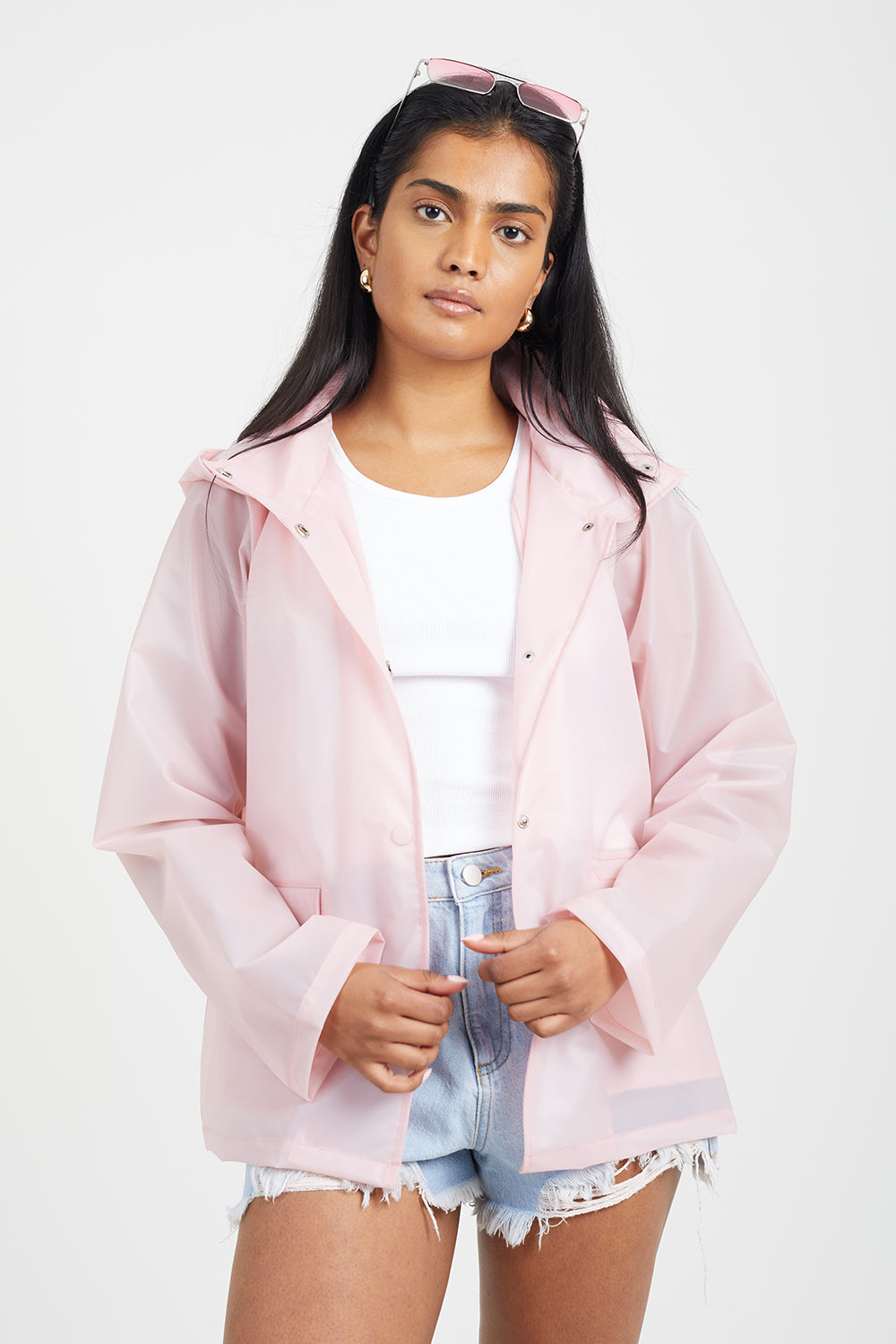 Brave Soul Pink Cloudy Rain Mac - Pink Image 1