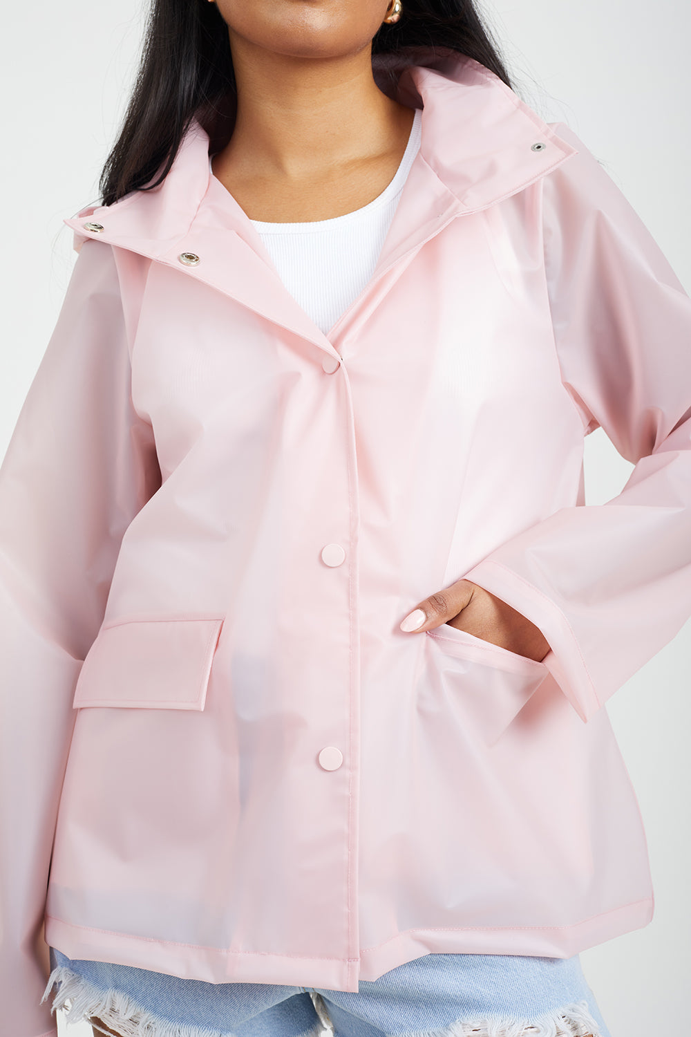 Brave Soul Pink Cloudy Rain Mac - Pink Image 4