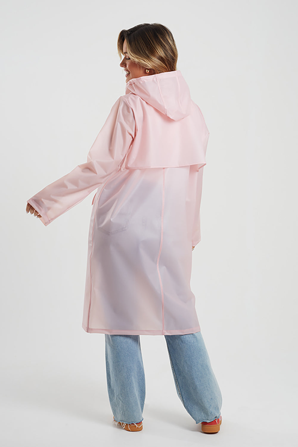 Brave Soul Pink Cloudy Longline Rain Mac - Pink Image 2