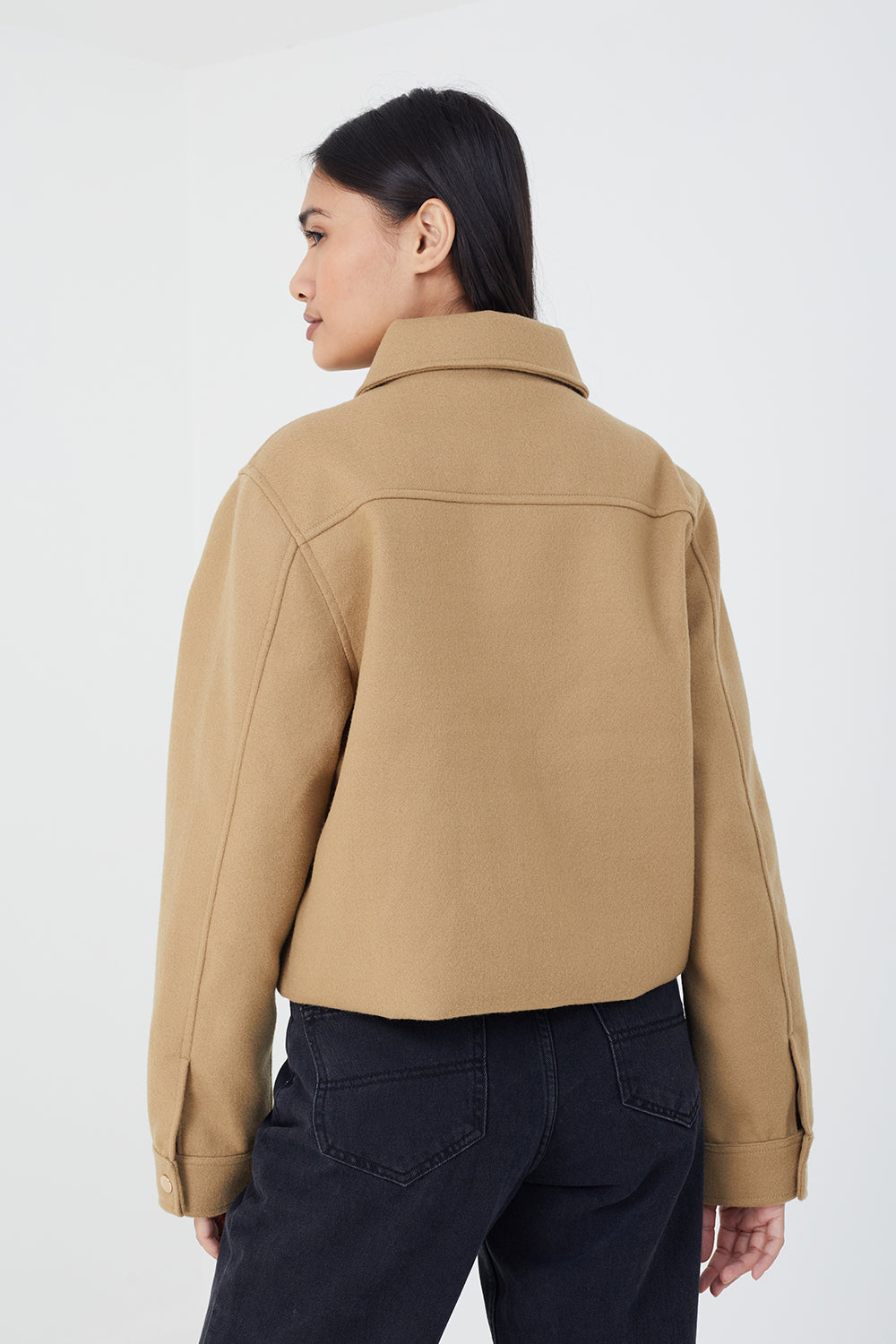 Brave Soul Beige Faux Wool Swing Jacket - Beige Image 2