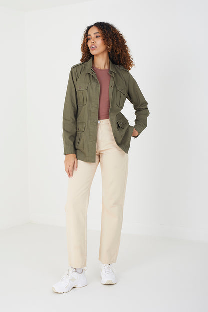 Brave Soul Khaki Cotton Utility Jacket - Khaki Image 3