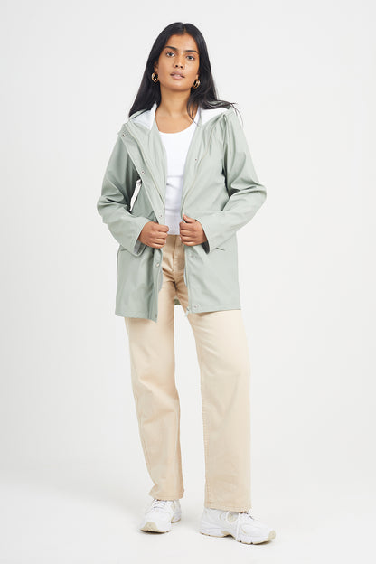Brave Soul Pale Green Hooded Rain Mac - Pale Green Image 2