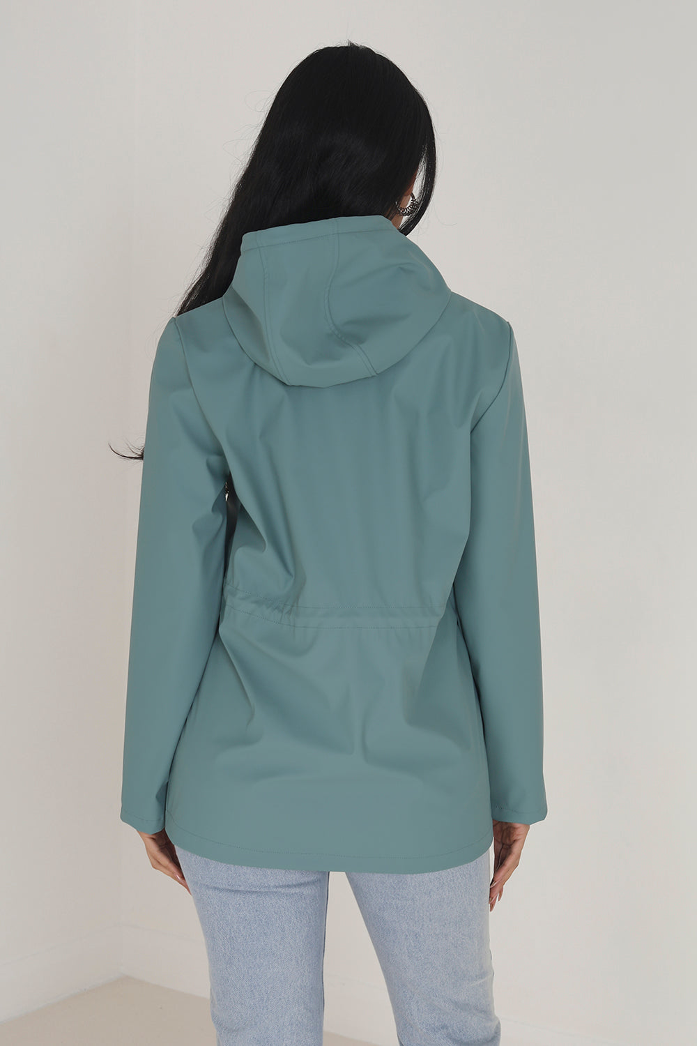 Brave Soul Pale Green Hooded Rain Mac - Pale Green Image 2