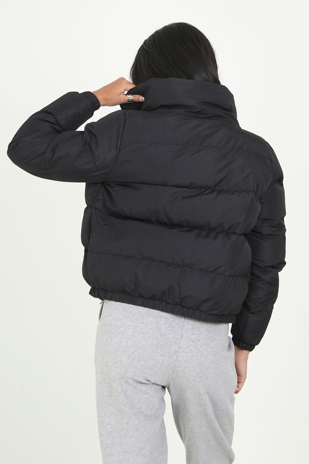 Brave Soul Black Funnel Neck Padded Puffer Jacket - Black Image 2