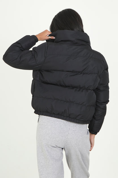Brave Soul Black Funnel Neck Padded Puffer Jacket - Black Image 2