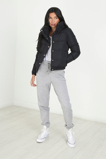 Brave Soul Black Funnel Neck Padded Puffer Jacket - Black Image 3
