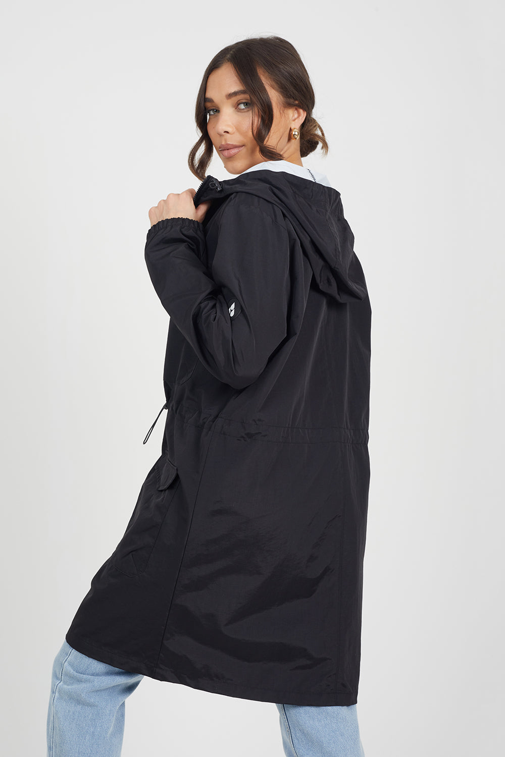 Brave Soul Black Lightweight Hooded Patch Pocket Jacket - Black Image 2