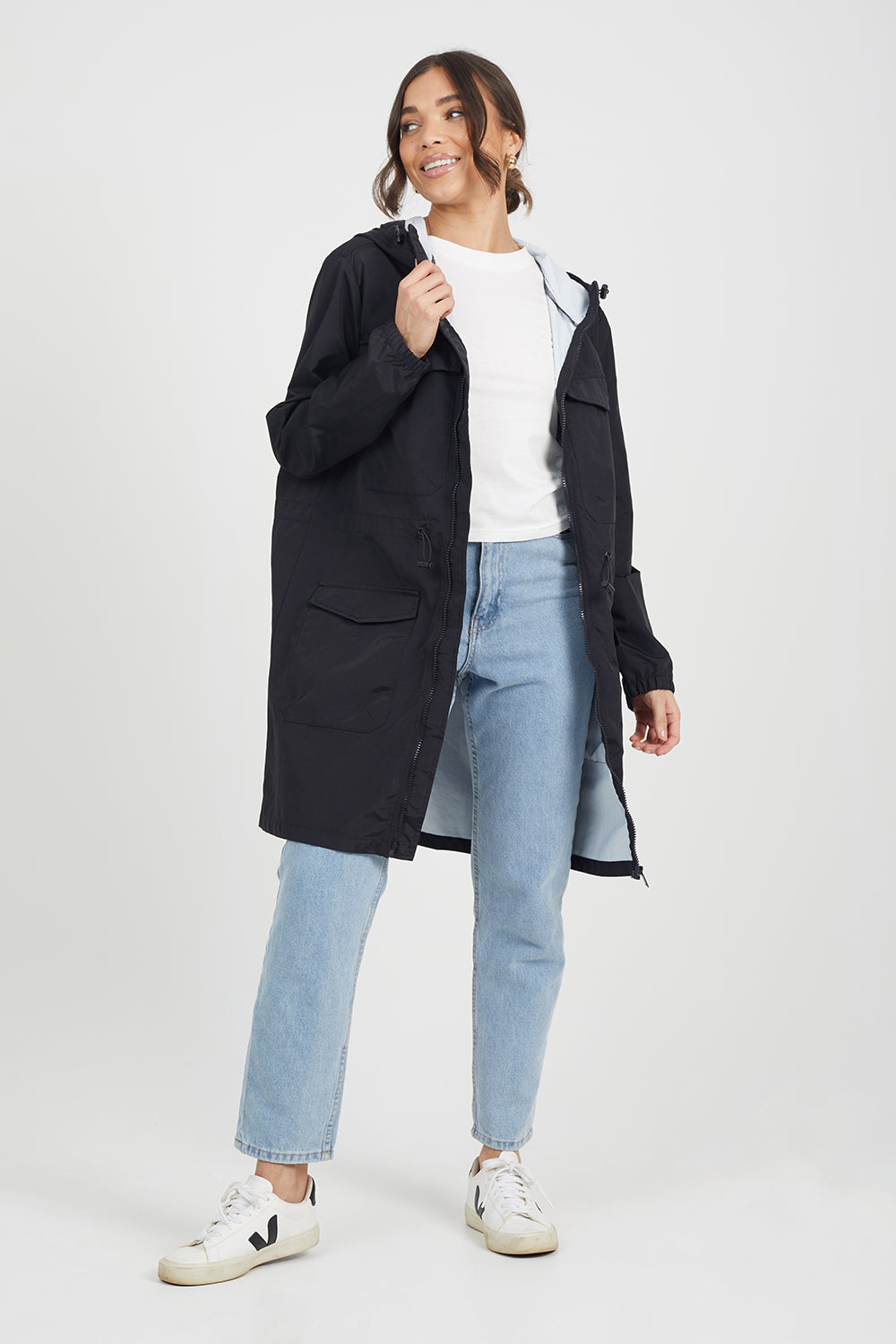 Brave Soul Black Lightweight Hooded Patch Pocket Jacket - Black Image 3