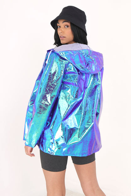Brave Soul Purple Holographic Hooded Festival Mac - Purple Image 2