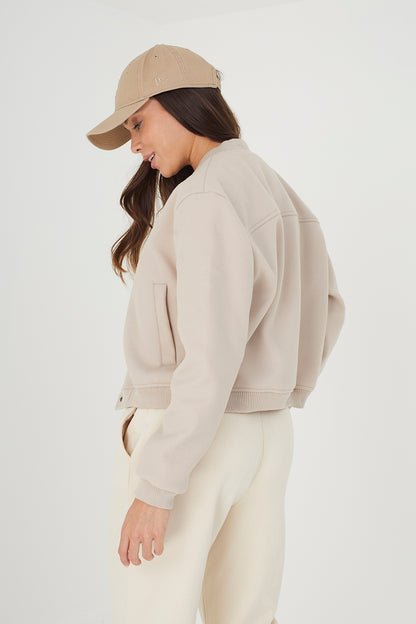Brave Soul Beige Bomber Jacket - Beige Image 2