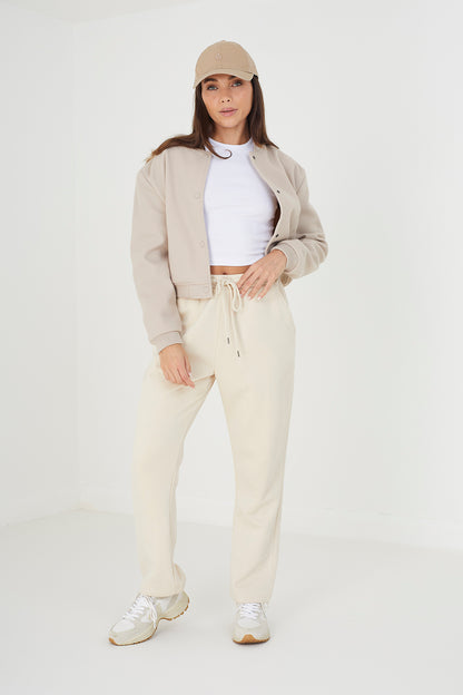 Brave Soul Beige Bomber Jacket - Beige Image 3