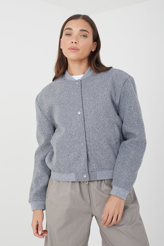 Brave Soul Grey Bomber Jacket - Grey Image 1