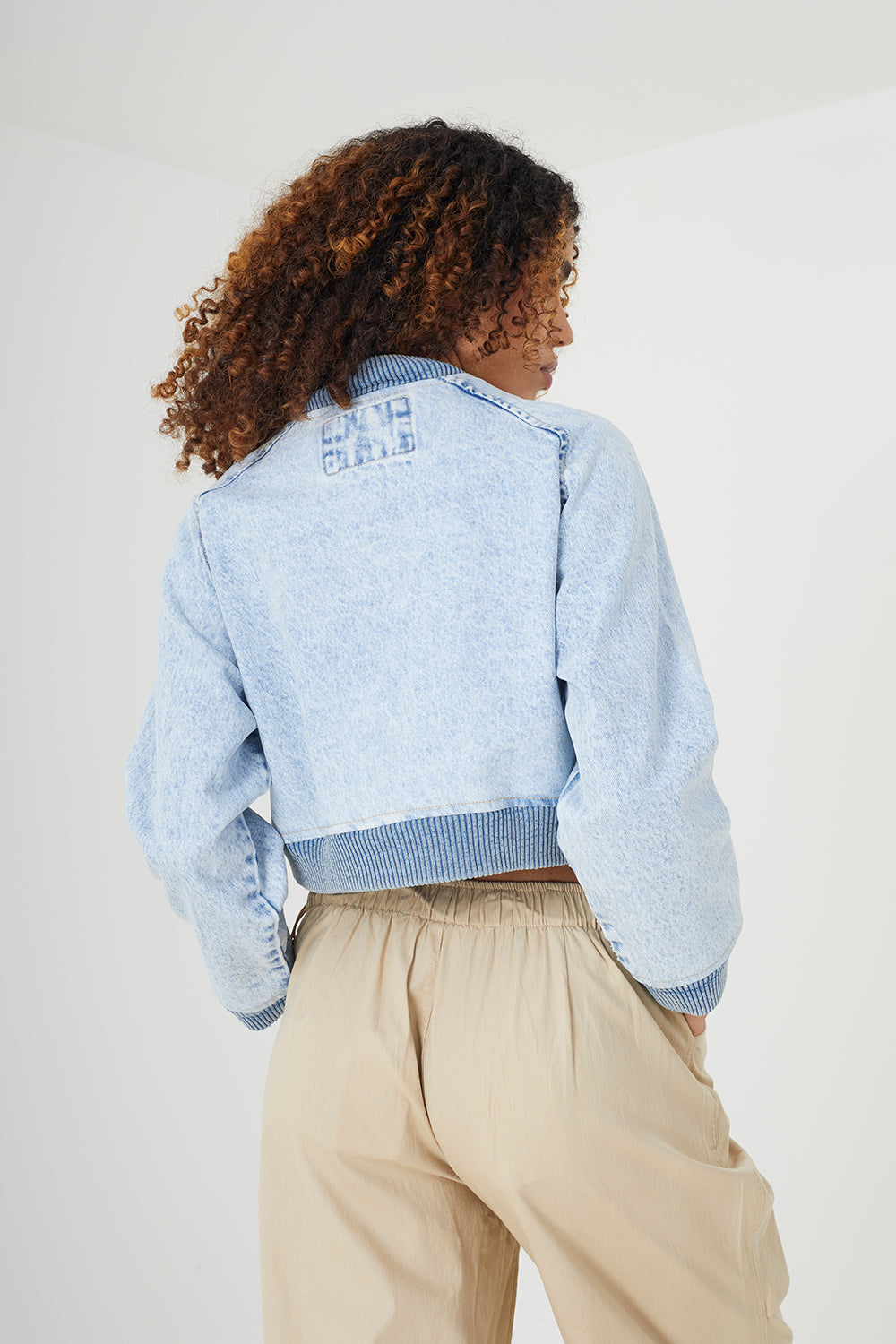Brave Soul Light Blue Cropped Denim Bomber Jacket - Light Blue Image 2