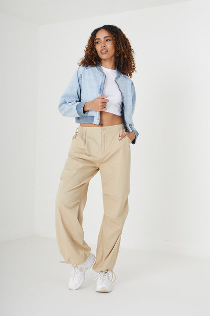 Brave Soul Light Blue Cropped Denim Bomber Jacket - Light Blue Image 3