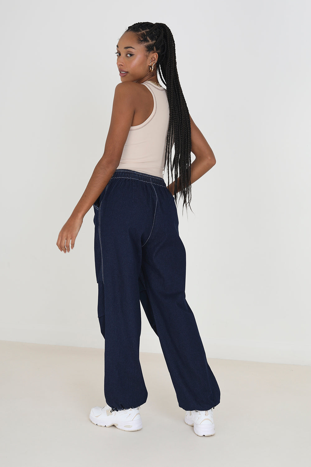Brave Soul Indigo Denim Style Utility Parachute Trousers - Indigo Image 2