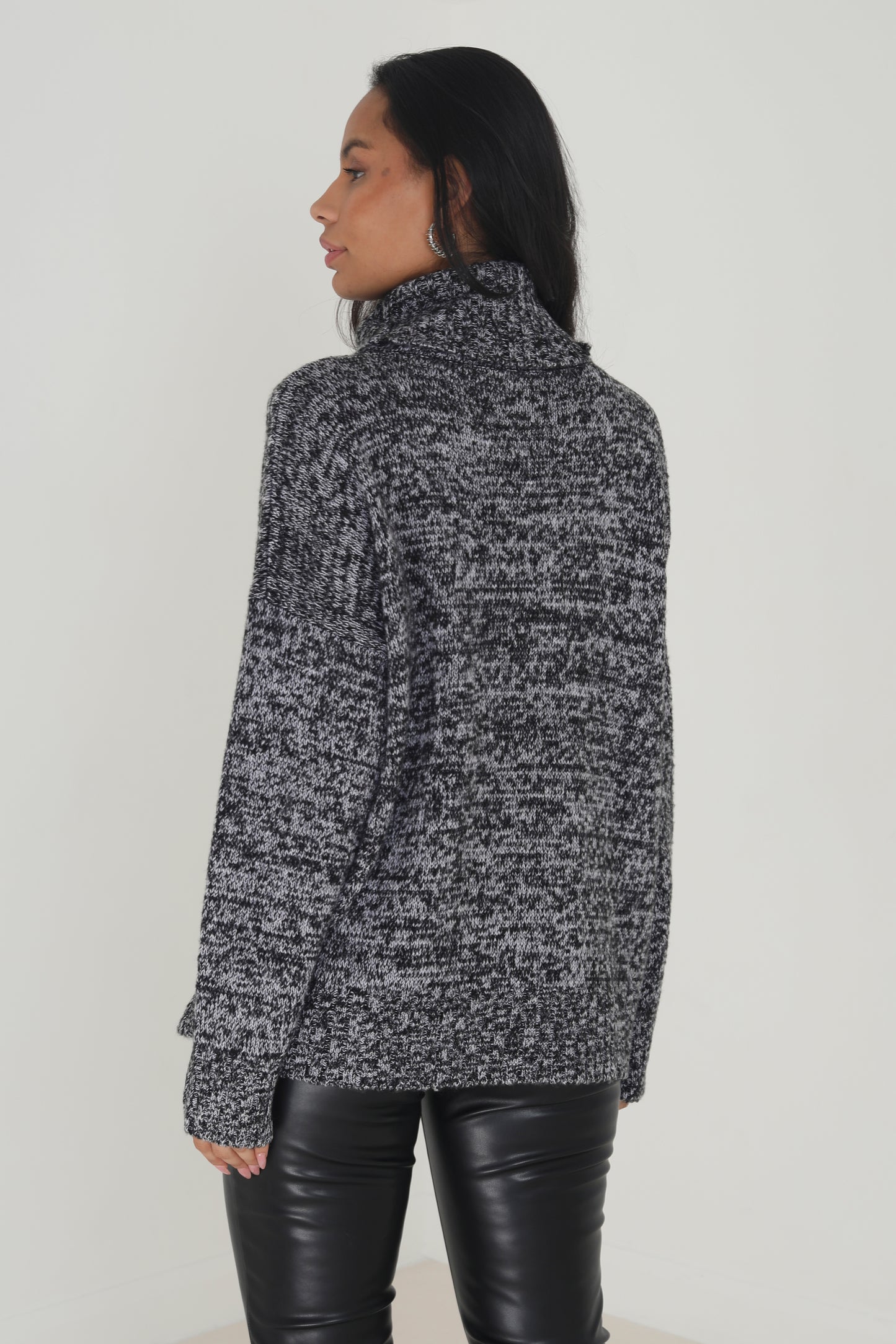 Brave Soul Black Roll Neck Twisted Knit Jumper - Black Image 2