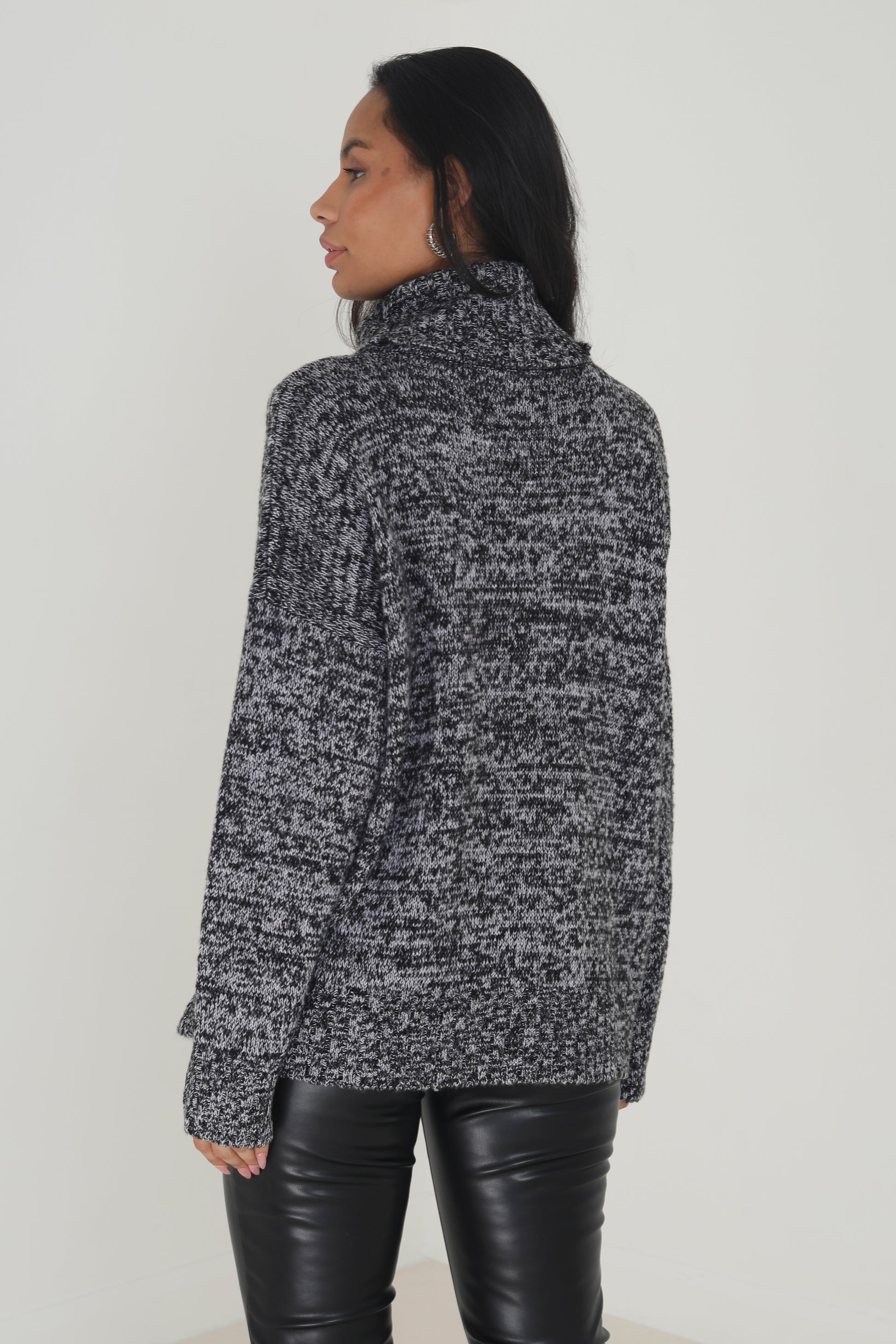 Brave Soul Black Roll Neck Twisted Knit Jumper - Black Image 2