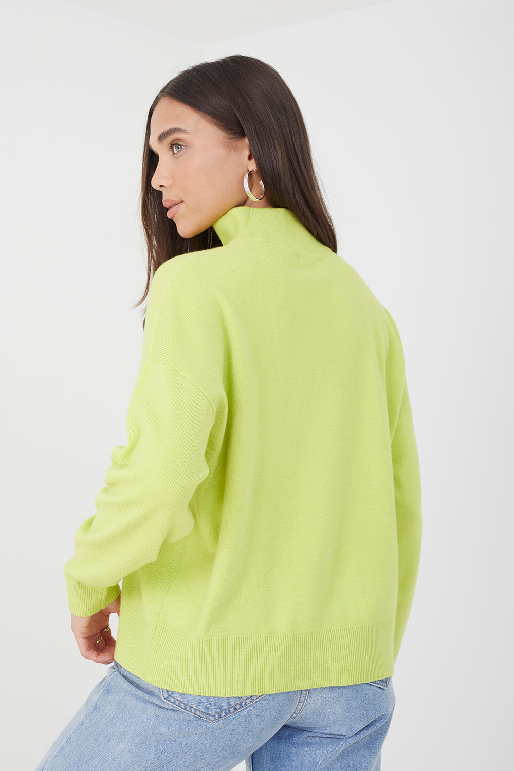 Brave Soul Lime 1/2 Zip Knitted Jumper - Lime Image 2