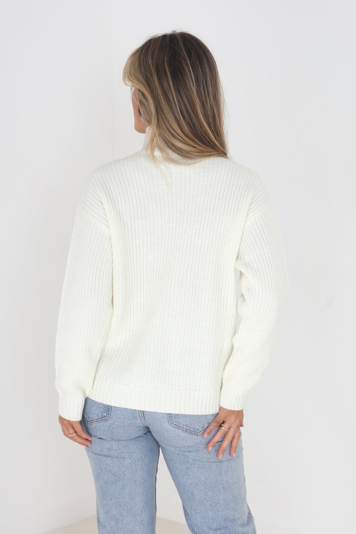 Brave Soul Cream Funnel Neck Cable Knit Jumper - Cream Image 2