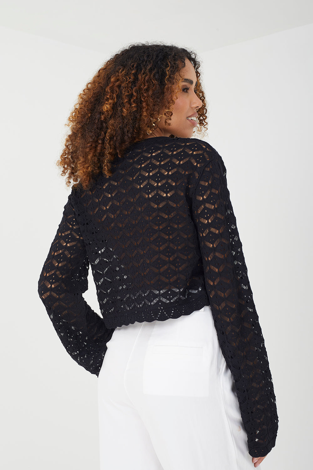 Brave Soul Black Cotton Open Stitch Crew Neck Jumper - Black Image 2