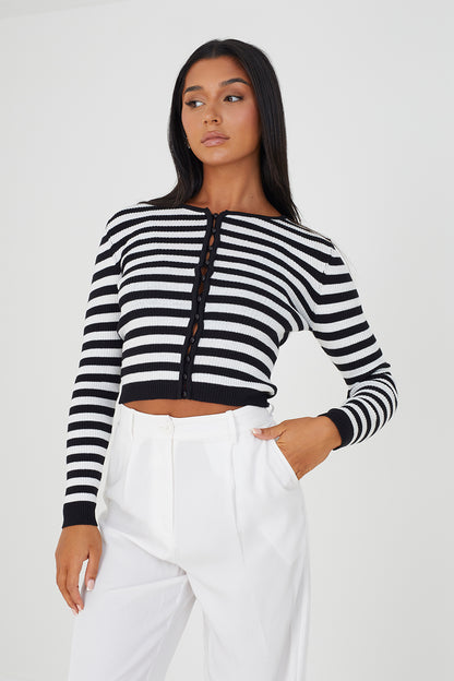 Brave Soul Ivory Ribbed Knitted Cardigan - Ivory Image 1